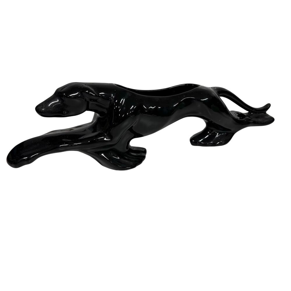 RARE Art Deco MCM Racing Black Greyhound Dog 16” Planter - like the panther